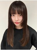 顔周りレイヤーカットくびれヘアミルクティーベージュカラー