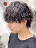 波巻きスパイラルパーマツイストパーマメンズマッシュカット