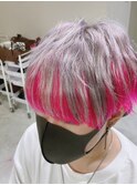 グレージュ/マッシュウルフインナーカラーブリーチデザイン原宿