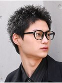 緩め波巻きスパイラルパーマシャドウパーマメンズセンターパート