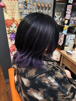 ヲタクに美容室は難しい。 ウルフ×紫アンブレラカラー