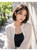 ミニボブ×アッシュベージュ×ワンカール内巻き