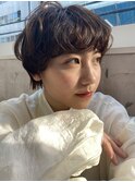ふんわりニュアンスパーマ/暗髪/大人ショートボブ◎30代40代50代