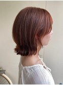 顔まわりカット○レイヤーボブ○オレンジヘア○オレンジブラウン