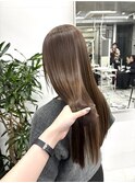 韓国顔まわりレイヤーカットグレージュオリーブベージュブラウン