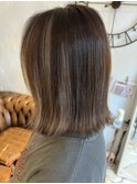 20代30代40代/オリーブベージュ/切りっぱなしボブ