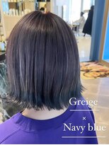 アース いわき店(HAIR&MAKE EARTH)&nbsp;グレージュ×ネイビーブルーの裾カラー外はねボブ