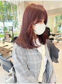 【minami】艶髪チェリーピンク/顔まわりレイヤー/セミロング