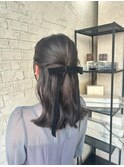 お呼ばれ大人っぽねじり編みハーフアップヘア