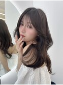 グレージュカラー/韓国くびれヘア/ロングレイヤーカット/学割