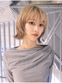 ボブミディアムショート顔周りレイヤーおくれ毛_F40774