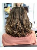 30代40代50代/ミディアムヘアのエアタッチデザインカラー