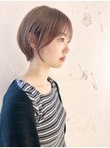 *滝田*ケアブリーチミルクティー似合わせ小顔丸みショートボブ