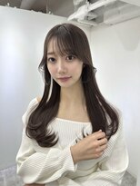 前髪ありグレージュ似合わせカット韓国ウェーブミディアム銀座