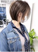 ハイライトバレイヤージュダブルカラーショートカット30代40代