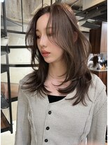 サイン 表参道(SIGN) 韓国ヘアーハッシュカットレイヤーカットグレージュブリーチ無し