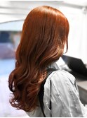 【白石】ブリーチなし赤髪ワインレッド暖色艶カラーミディアム
