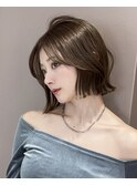 マロンベージュ/ボブ/前髪/レイヤー/小顔/髪質改善/縮毛矯正池袋