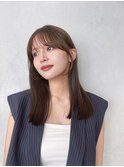 顔周りレイヤーカットくびれヘアミルクティーベージュカラー韓国