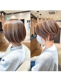 《30代40代》白髪ぼかしハイライト×前下がりボブ【イケダ】