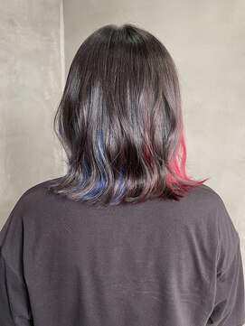 テトヘアー(teto hair) インナーカラー レッドカラー ブルーカラー 推しカラー ボブ