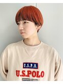 マッシュショート　インナーカラー　アンブレラカラーオレンジ