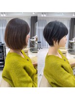 アンド ストーリーズ(&STORIES)&nbsp;前髪あり耳掛け丸みくびれショートボブ20代30代40代50代（蘭）