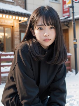 オルク 札幌大通(Orque) 重ためストレートワンカールヘア20代30代40代大人可愛い