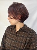 【MICHI 富田店　杉本郁美】レッドブラウン　丸みショート　艶感