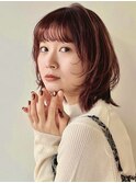 顔まわりレイヤー/ボブルフ/ウルフ/暖色/レッド/ボルドー/小顔