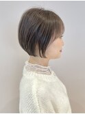 丸み可愛いショートボブ×透明感グレージュ