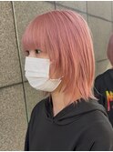 ピンクカラー/ダブルカラー/ブリーチ2回/レイヤーウルフカット