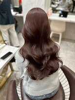 ロール 博多(Role)&nbsp;ブリーチなしチェリーブラウン髪質改善イルミナカラー韓国/博多