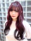 【韓国風ヘア】姫カットレイヤー/韓国風巻き/チェリーレッド