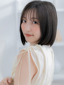 モッズヘア 越谷(mod's hair) ★黒髪艶感ストレート切りっぱなし前下がりボブディ30代40代★1