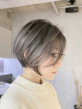 エリマ 調布(elima) 調布白髪染めミディアムボブベージュアッシュグレージュカラー