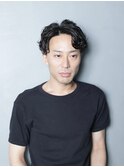 センターパート×パーマ