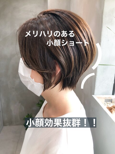 メリハリのある小顔ショート/横浜髪質改善