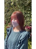 ウルフ風ミディアムブリーチなしピンク