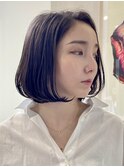 前下がりショート・ボブ/パーマ/前髪なし/30代/40代/50代/長め