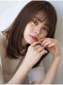 ナチュラルストレートミディアムヘア/髪質改善/くすみベージュ