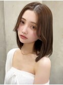 長めボブ×透明感オリーブベージュ
