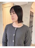 黒髪/ボブルフ/ネビージュ/小顔/ワンレン/栄/髪質改善/前髪