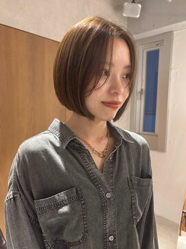 ラミエ バイ メルト 吉祥寺(lamie by melt) 小川/ブリーチなしwカラーオリーブグレージュ透明感顔まわりボブ