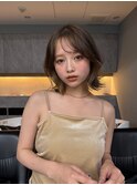 くびれボブ外ハネボブインナーカラーシースルーバング