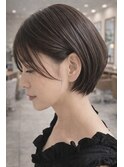 40代50代耳かけ丸みショートボブ/白髪ぼかし
