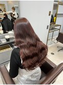 イメチェンハッシュカットフルバング似合わせレッドブラウン