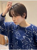 ハンサムショートボブ前髪くびれショートボブ前下がりショート