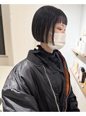 "久保田"ストレートパーマリップラインボブイヤリングカラー