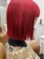 シャルティア(SHALLTIA) ハイトーン/ビビッドカラー/レッド/切りっぱなしボブ/ストレート